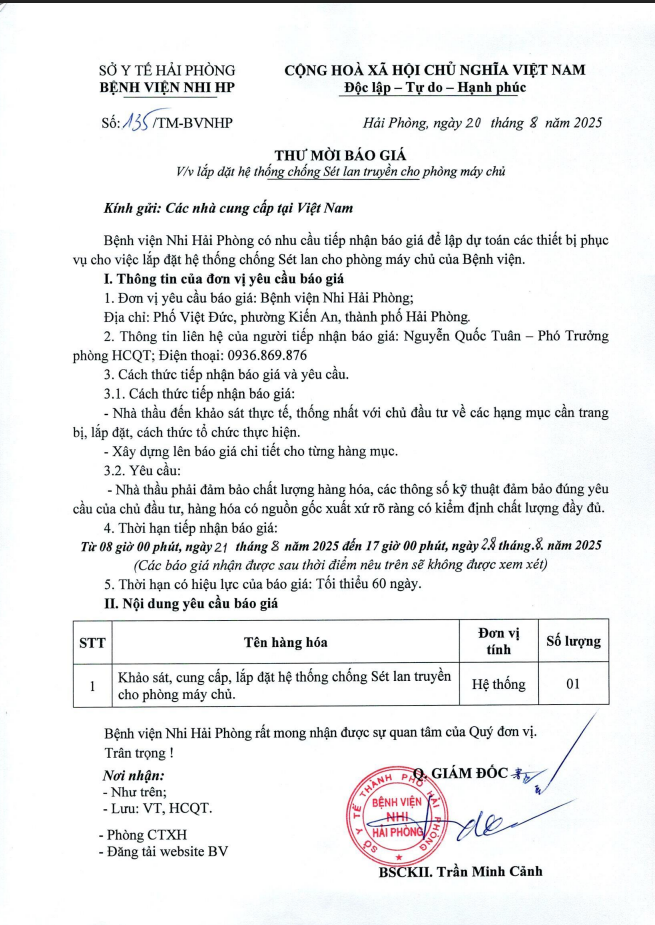 Thư mời báo giá 135