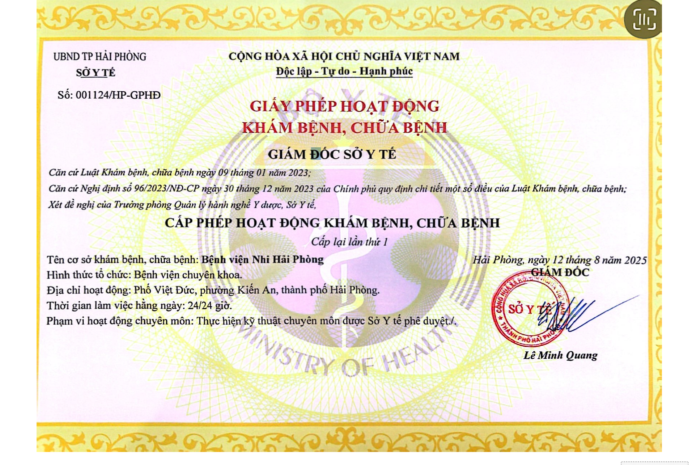 Giấy phép hoạt động khám chữa bệnh